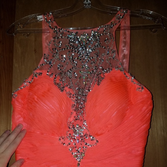 Neon orange and coral dress - Picture 2 of 5